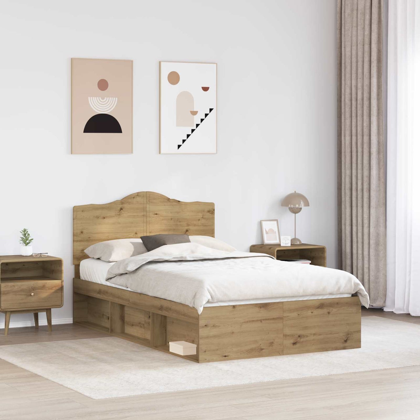 Struttura del letto Rovere Artigianale 135 x 190 cm | homemem39