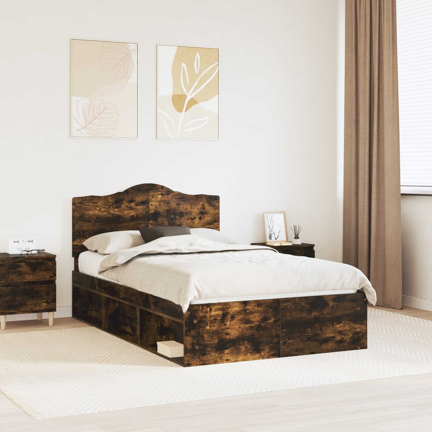 Struttura del letto Rovere fumé 120 x 200 cm Pino massello | homemem39