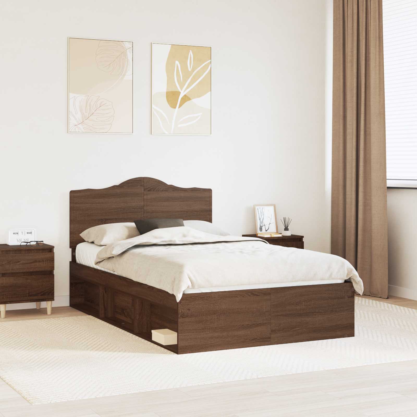 Struttura del letto Rovere Marrone 120 x 200 cm Pino massello | homemem39