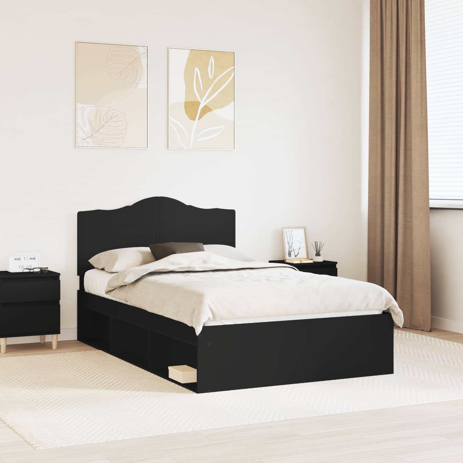 Struttura del letto Nero 120 x 190 cm Pino massello | homemem39