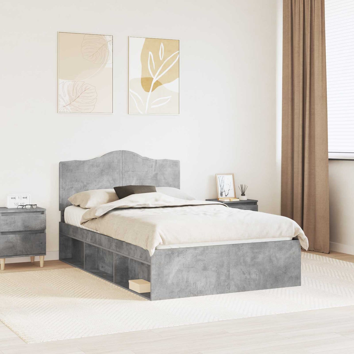 Struttura del letto Calcestruzzo 120 x 190 cm Pino massello | homemem39