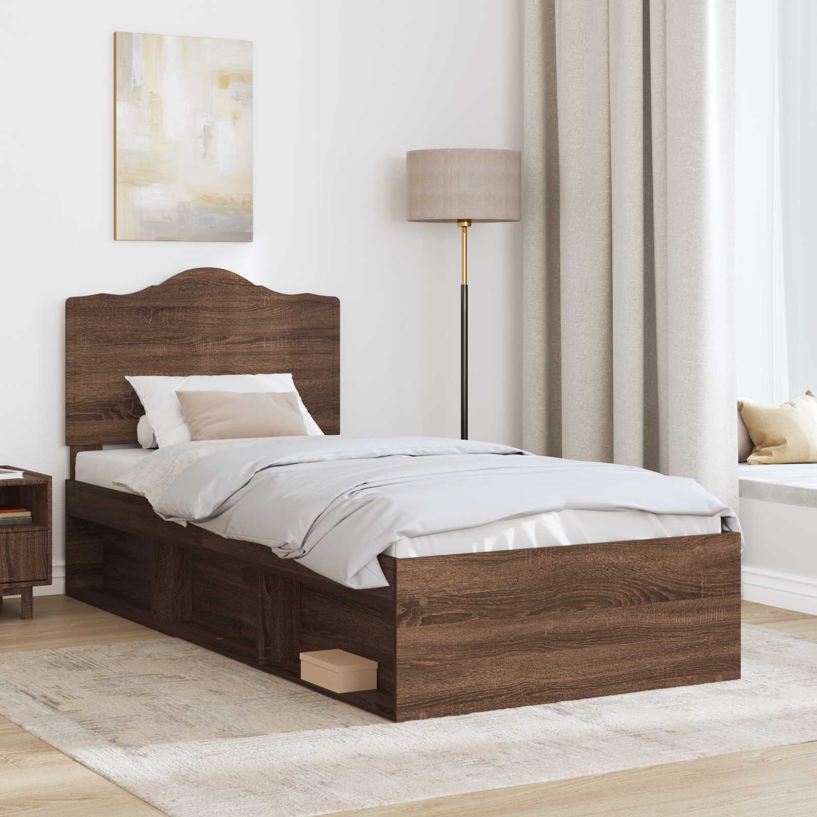 Struttura del letto Rovere Marrone 100 x 200 cm Pino massello | homemem39