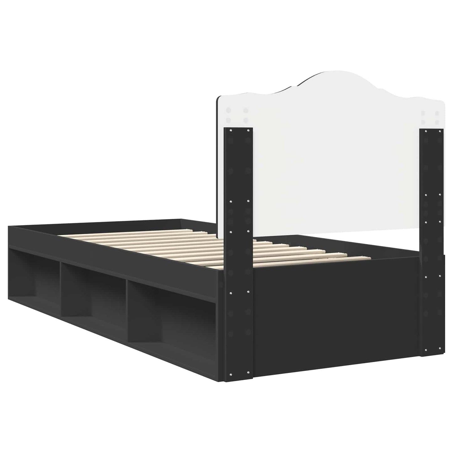 Struttura del letto con testiera Nero 90 x 200 cm Pino massello | homemem39