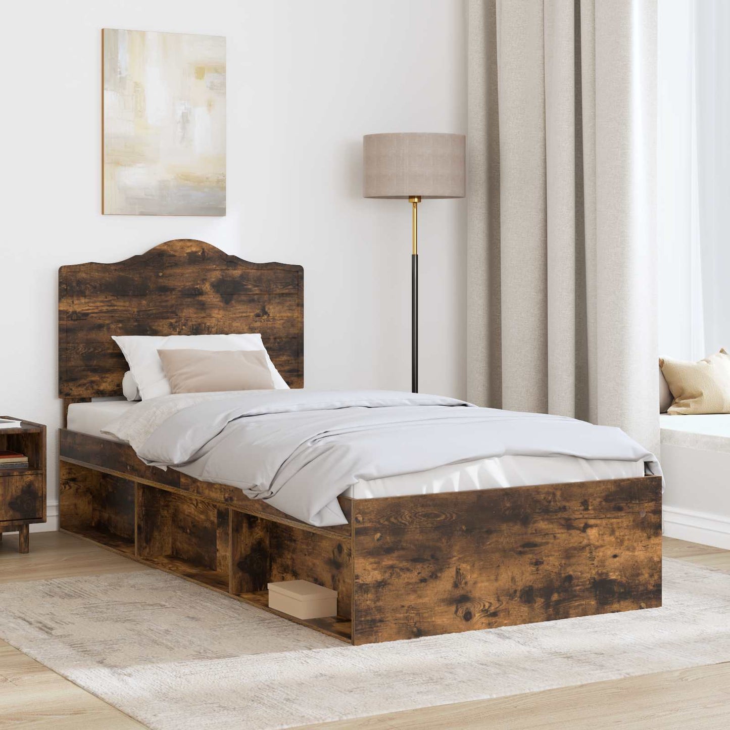 Struttura del letto Rovere fumé 90 x 200 cm Pino massello | homemem39