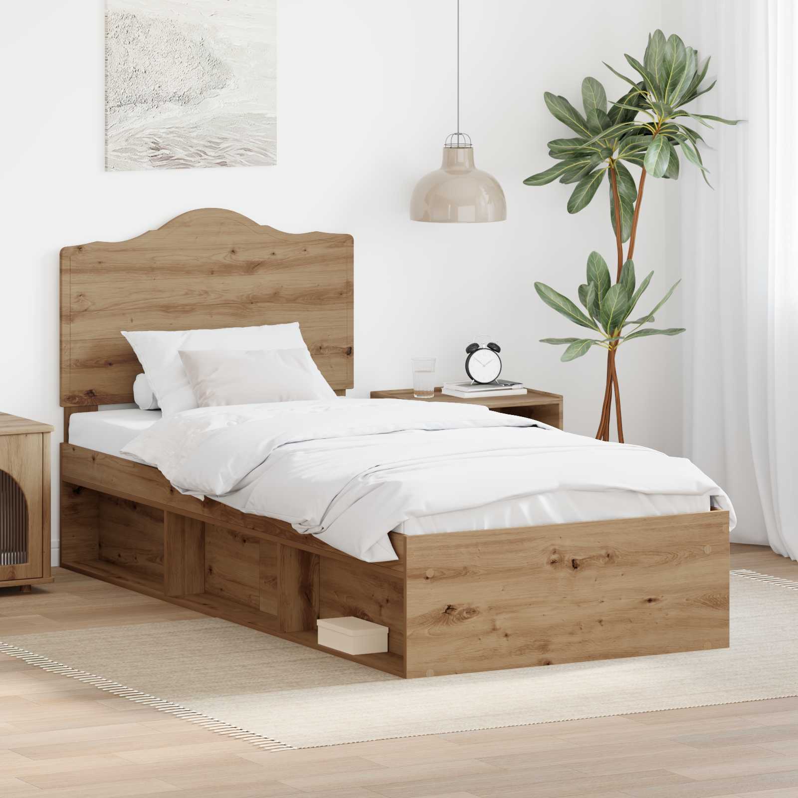 Struttura del letto con testiera Rovere Artigianale 90 x 200 cm | homemem39