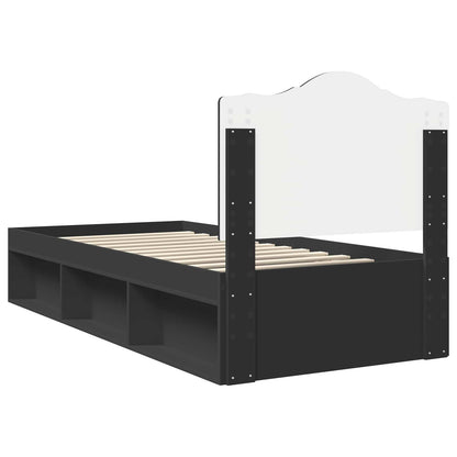 Struttura del letto con testiera Nero 90 x 190 cm Pino massello | homemem39