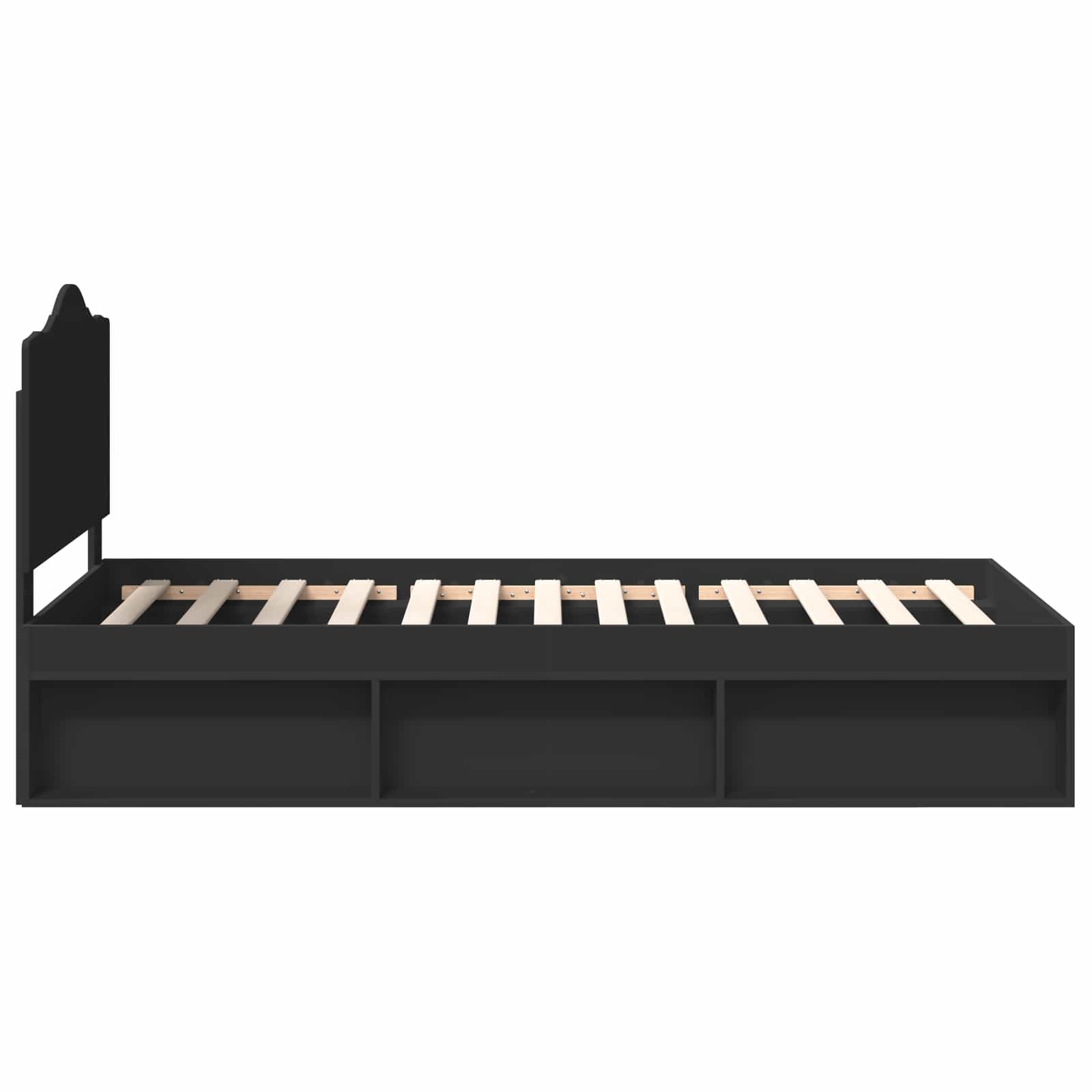 Struttura del letto con testiera Nero 90 x 190 cm Pino massello | homemem39