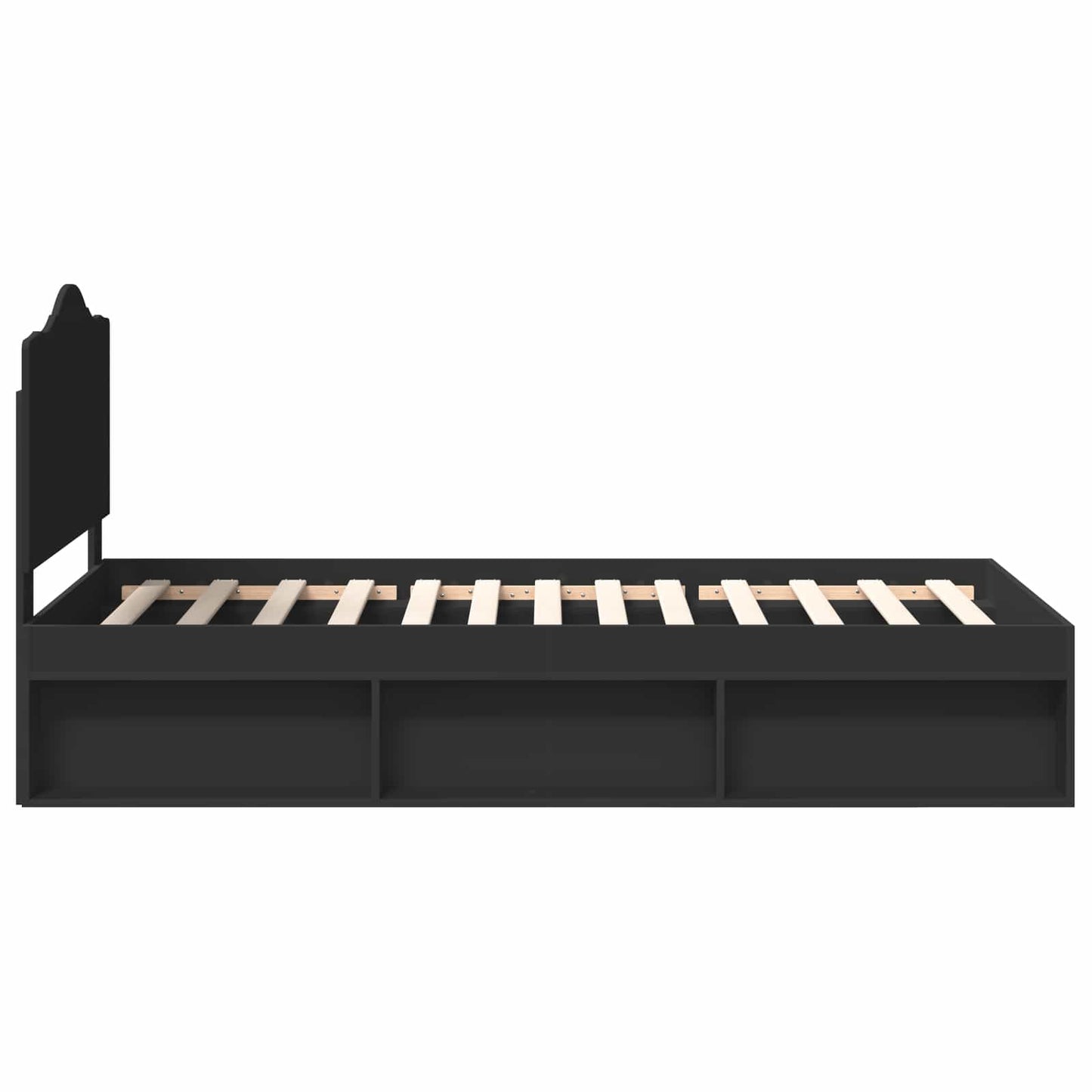 Struttura del letto con testiera Nero 75 x 190 cm Pino massello | homemem39
