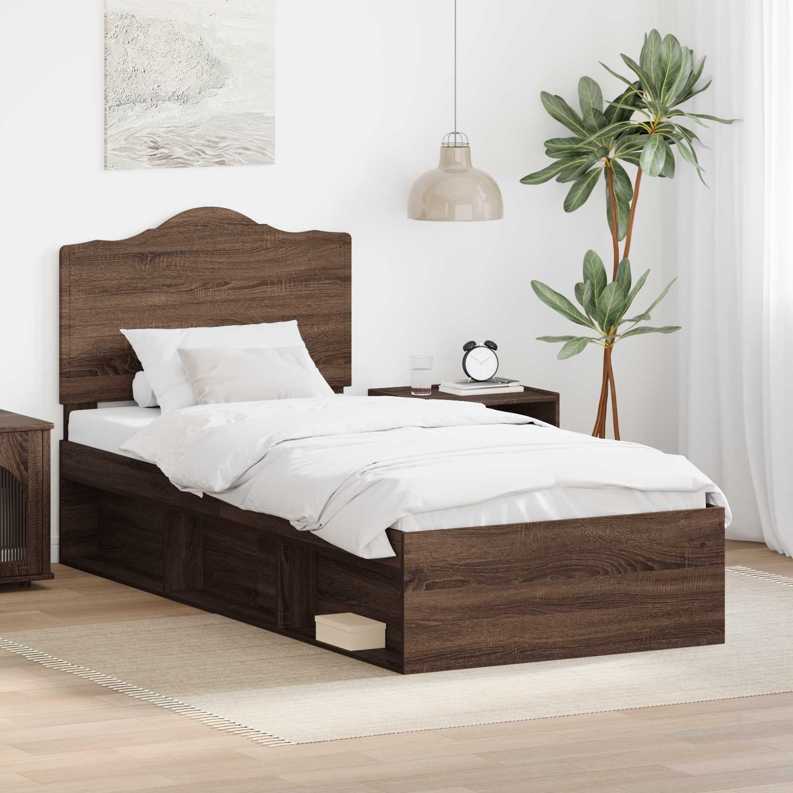 Struttura del letto Rovere Marrone 75 x 190 cm Pino massello | homemem39