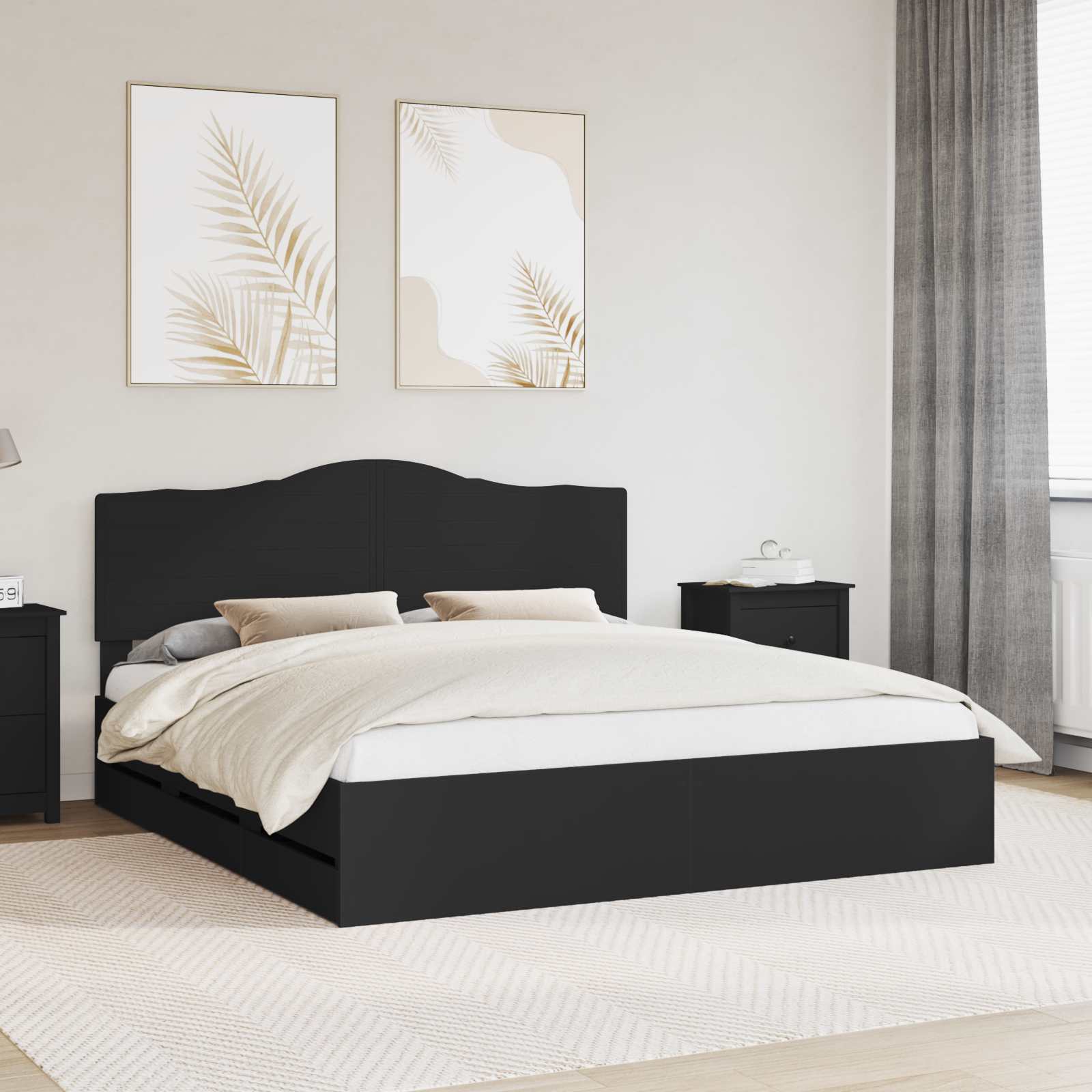 Struttura del letto Nero 200 x 200 cm Legno Ingegnerizzato | homemem39