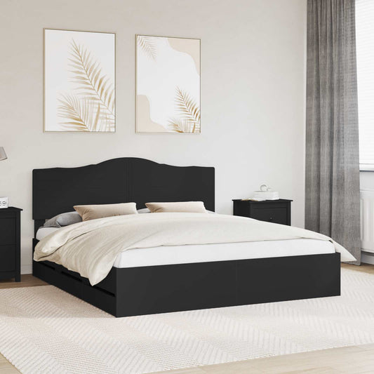 Struttura del letto Nero 200 x 200 cm Legno Ingegnerizzato | homemem39