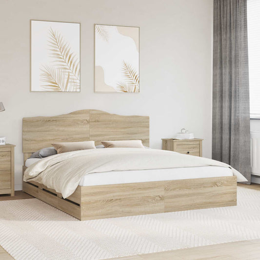 Struttura del letto con cassetto Rovere Sonoma 200 x 200 cm | homemem39