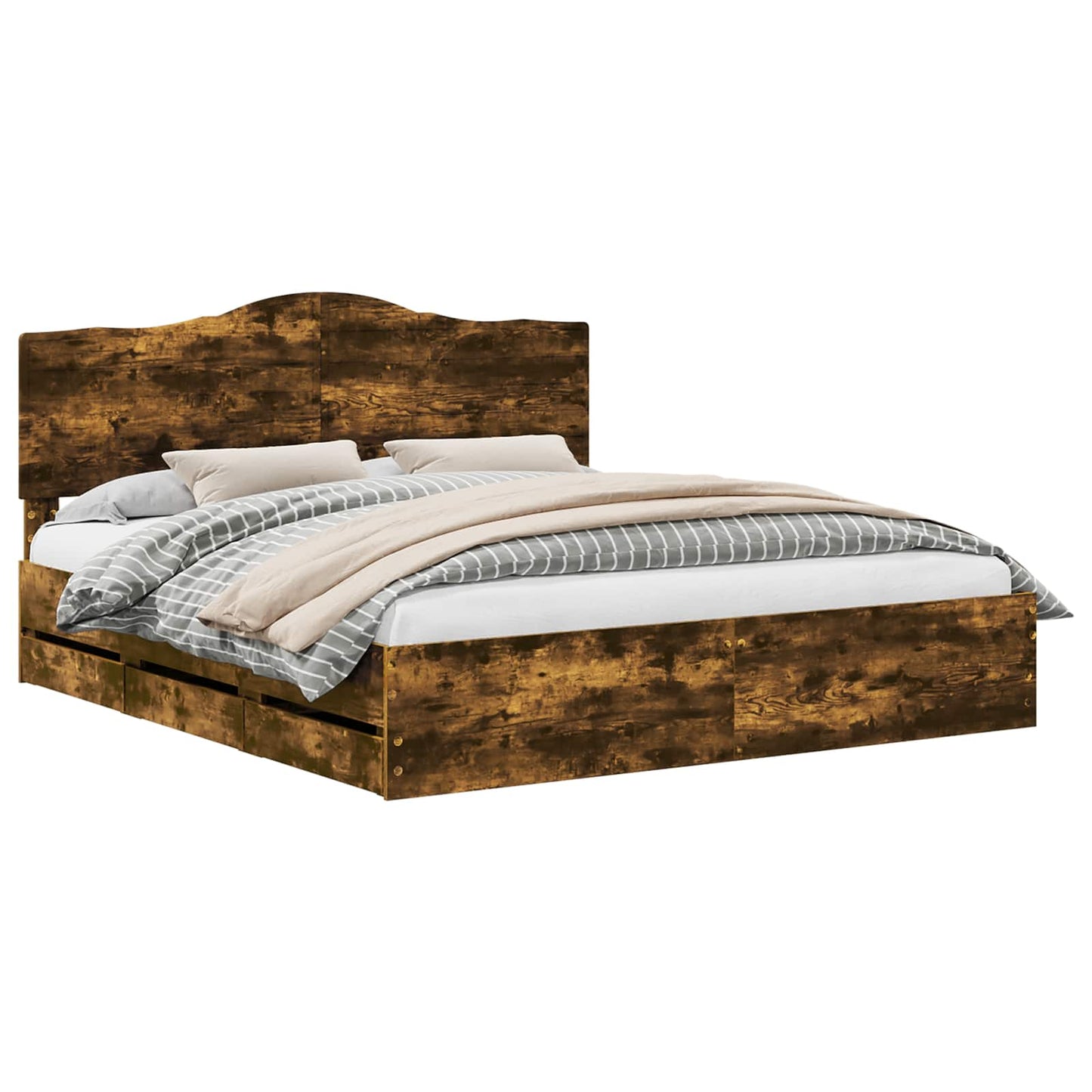 Struttura del letto con cassetto Rovere fumé 200 x 200 cm