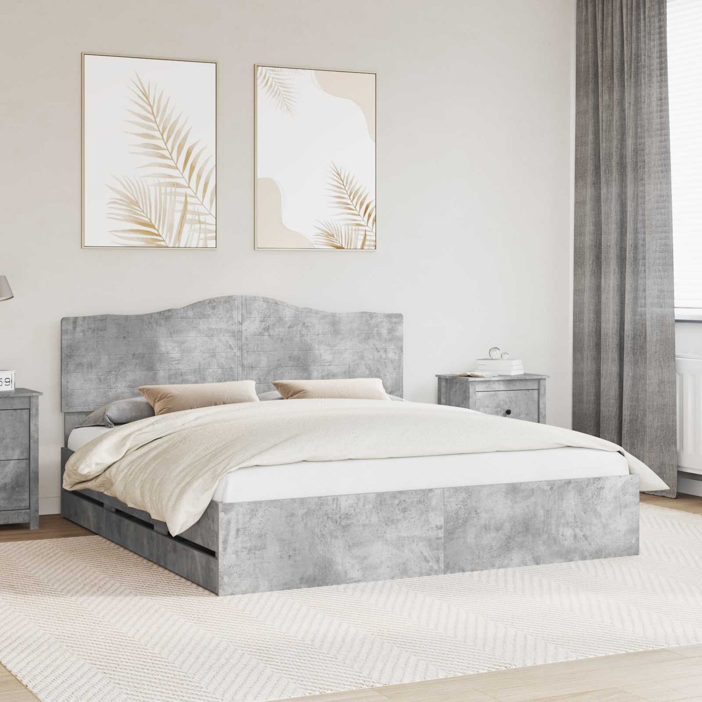 Struttura del letto con cassetto Grigio cemento 180 x 200 cm