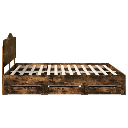 Struttura del letto con cassetto Rovere fumé 180 x 200 cm