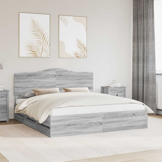 Struttura del letto con cassetto Grigio Sonoma 180 x 200 cm | homemem39