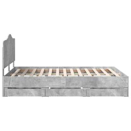 Struttura del letto con cassetto Grigio cemento 160 x 200 cm