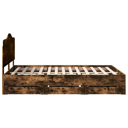 Struttura del letto con cassetto Rovere fumé 160 x 200 cm