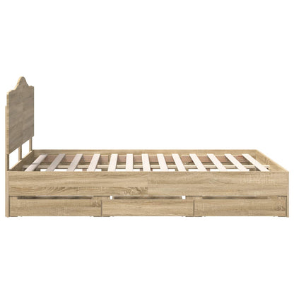 Struttura del letto con cassetto Rovere Sonoma 150 x 200 cm | homemem39
