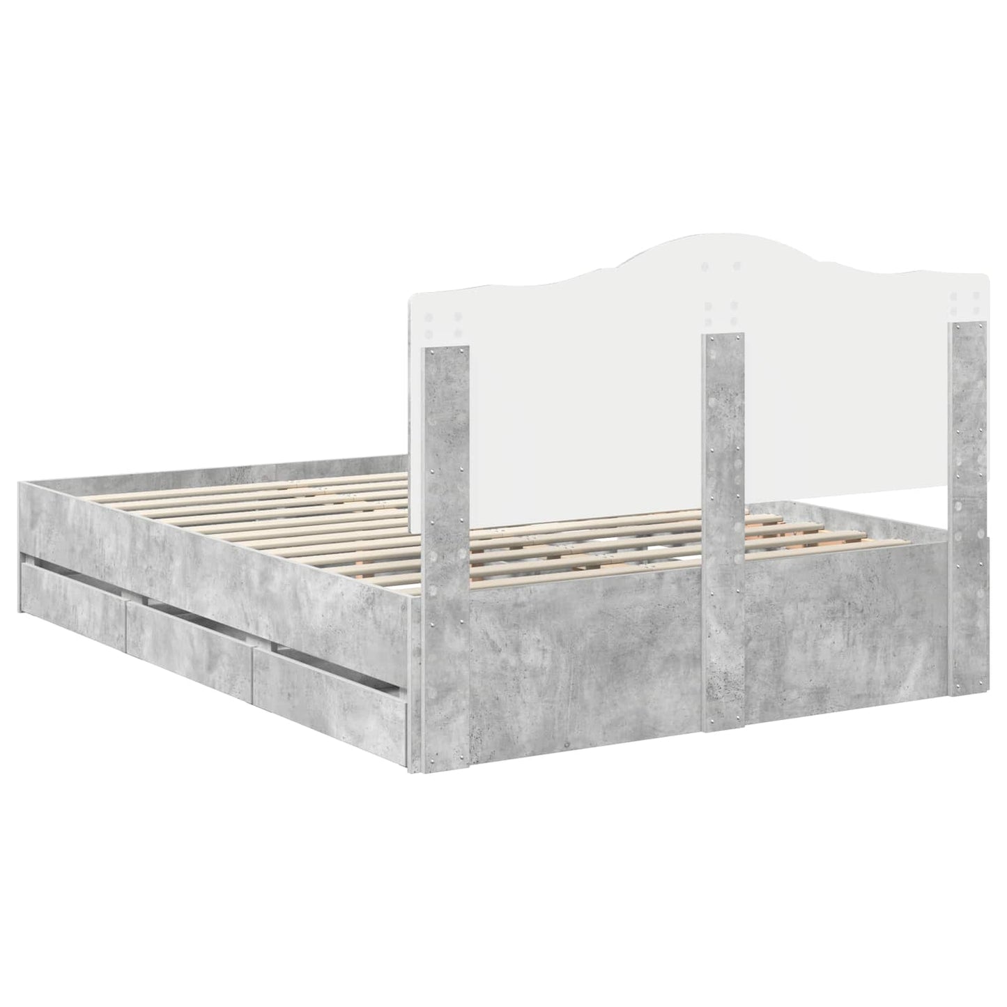Struttura del letto con cassetto Grigio cemento 150 x 200 cm