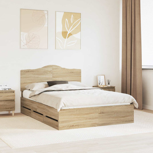 Struttura del letto con cassetto Rovere Sonoma 140 x 200 cm | homemem39