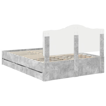 Struttura del letto con cassetto Grigio cemento 140 x 190 cm