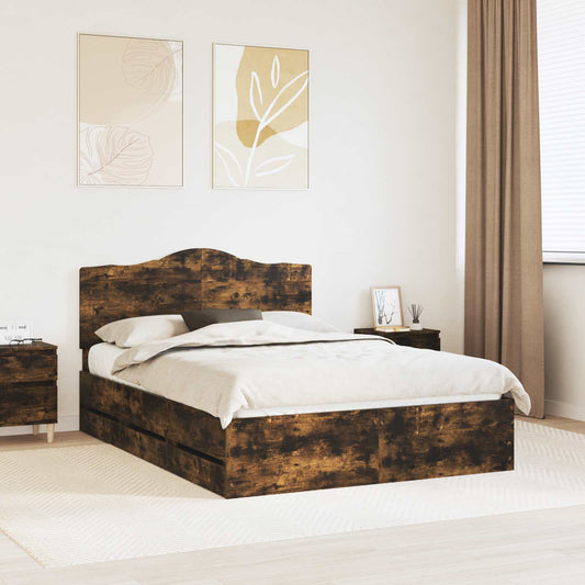 Struttura del letto con cassetto Rovere Fumo 140 x 200 cm | homemem39