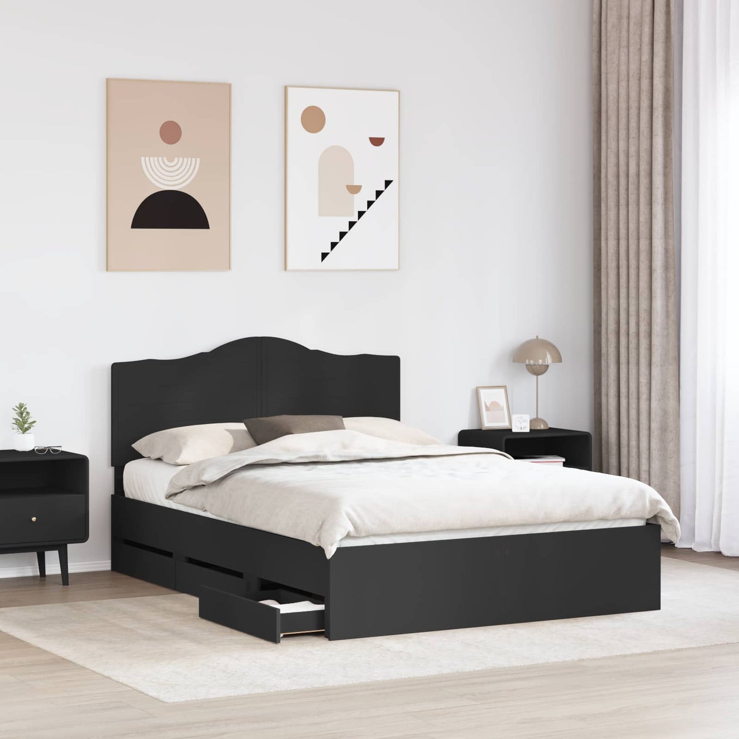 Struttura del letto Nero 140 x 200 cm Legno Ingegnerizzato