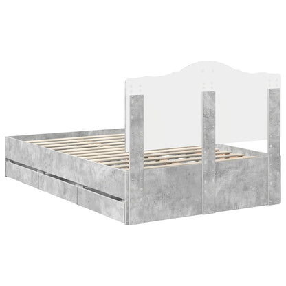 Struttura del letto con cassetto Grigio Cemento 135 x 190 cm | homemem39