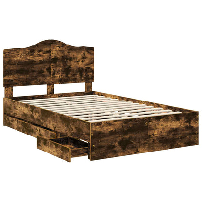 Struttura del letto con cassetto Rovere fumé 135 x 190 cm