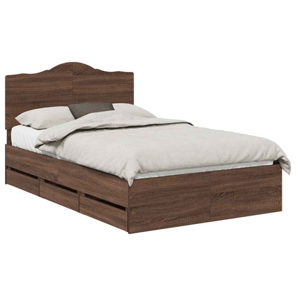 Struttura del letto con cassetto Rovere Marrone 135 x 190 cm