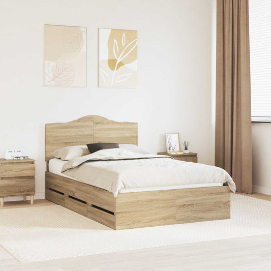 Struttura del letto con cassetto Rovere Sonoma 120 x 200 cm | homemem39