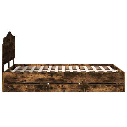 Struttura del letto con cassetto Rovere fumé 120 x 190 cm