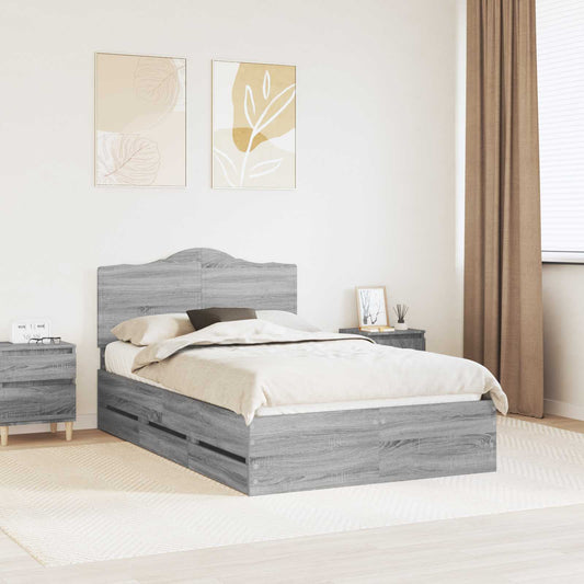 Struttura del letto con cassetto Sonoma grigia 120 x 190 cm | homemem39