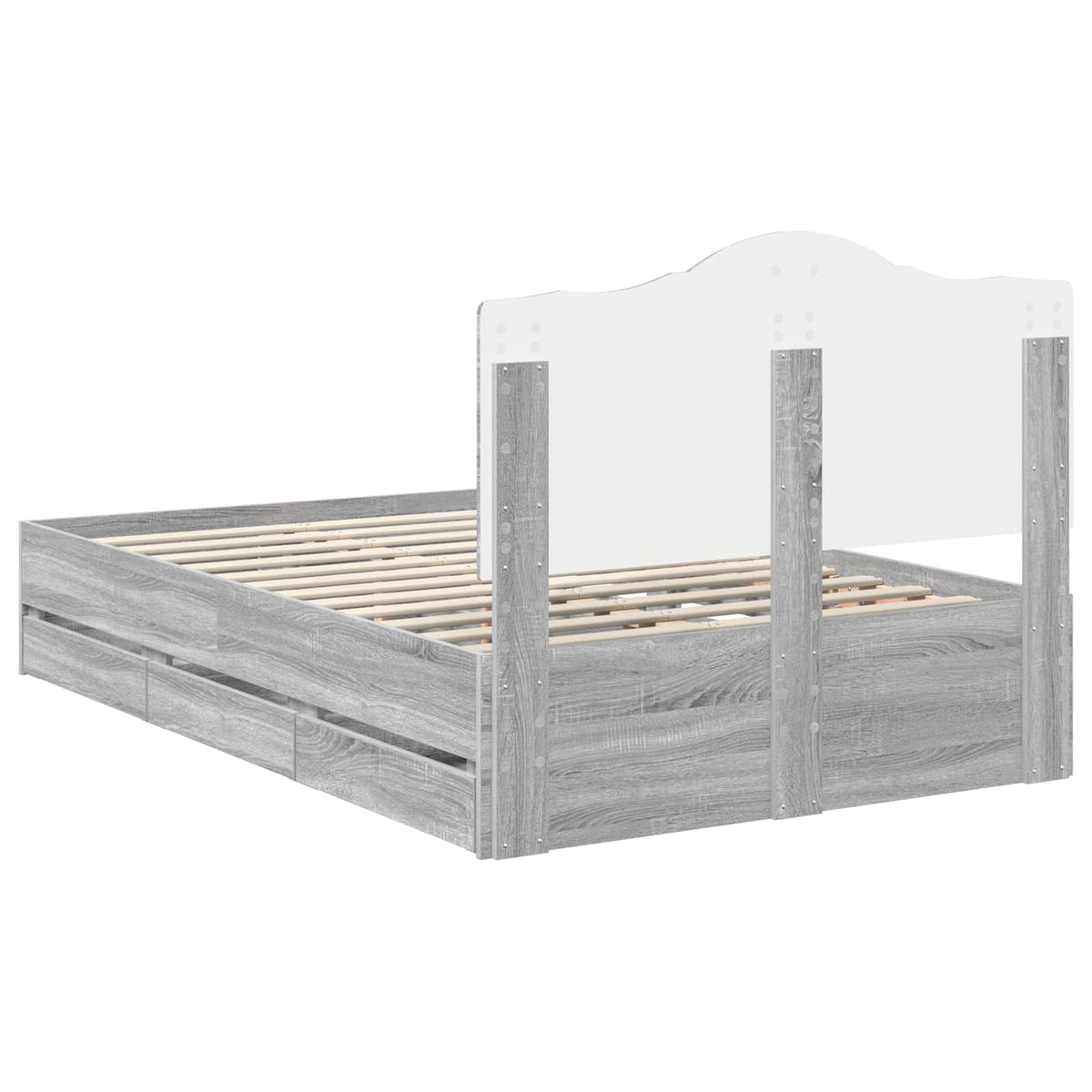 Struttura del letto con cassetto Sonoma grigia 120 x 190 cm - homemem39