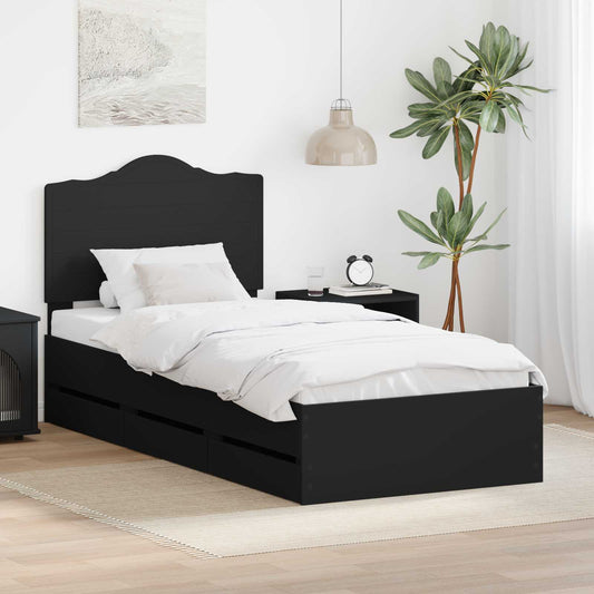 Struttura del letto Nero 100 x 200 cm Legno Ingegnerizzato | homemem39