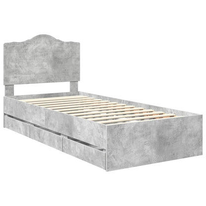 Struttura del letto con cassetto Grigio cemento 100 x 200 cm