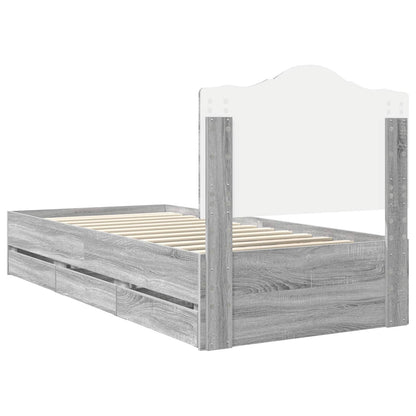 Struttura del letto con cassetto Sonoma grigia 100 x 200 cm | homemem39