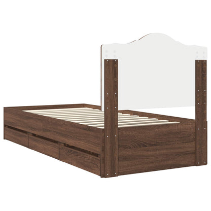 Struttura del letto con cassetto Quercia marrone 100 x 200 cm | homemem39