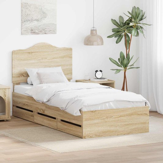 Struttura del letto con cassetto Rovere Sonoma 90 x 200 cm | homemem39
