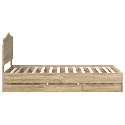Struttura del letto con cassetto Rovere Sonoma 90 x 190 cm