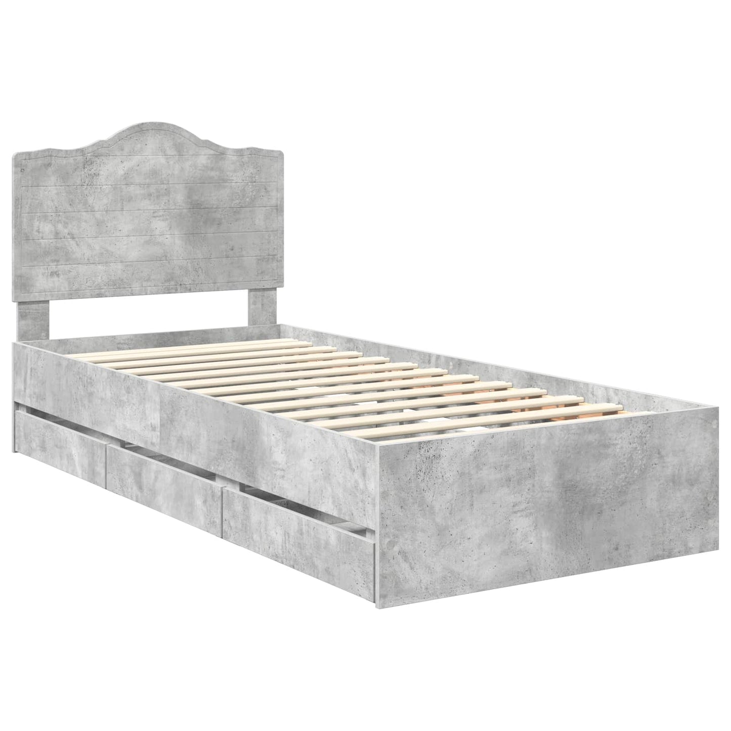 Struttura del letto con cassetto Grigio cemento 90 x 190 cm