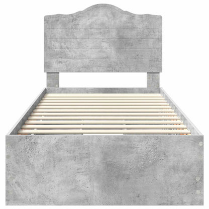 Struttura del letto con cassetto Grigio cemento 90 x 190 cm