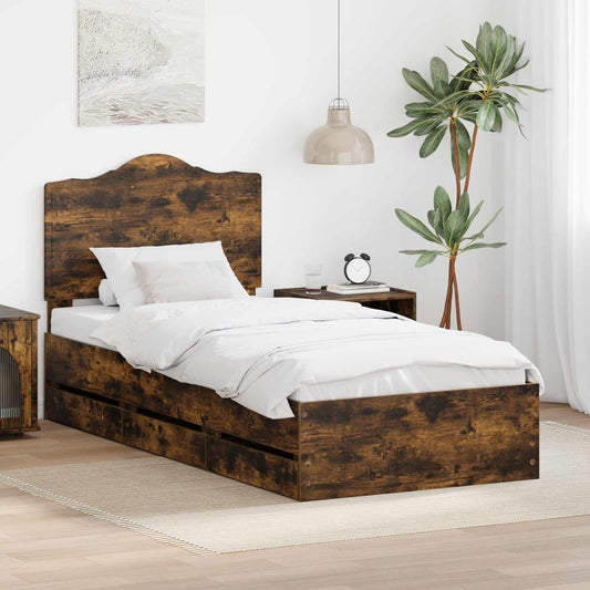 Struttura del letto con cassetto Quercia Affumicata 90 x 200 cm | homemem39