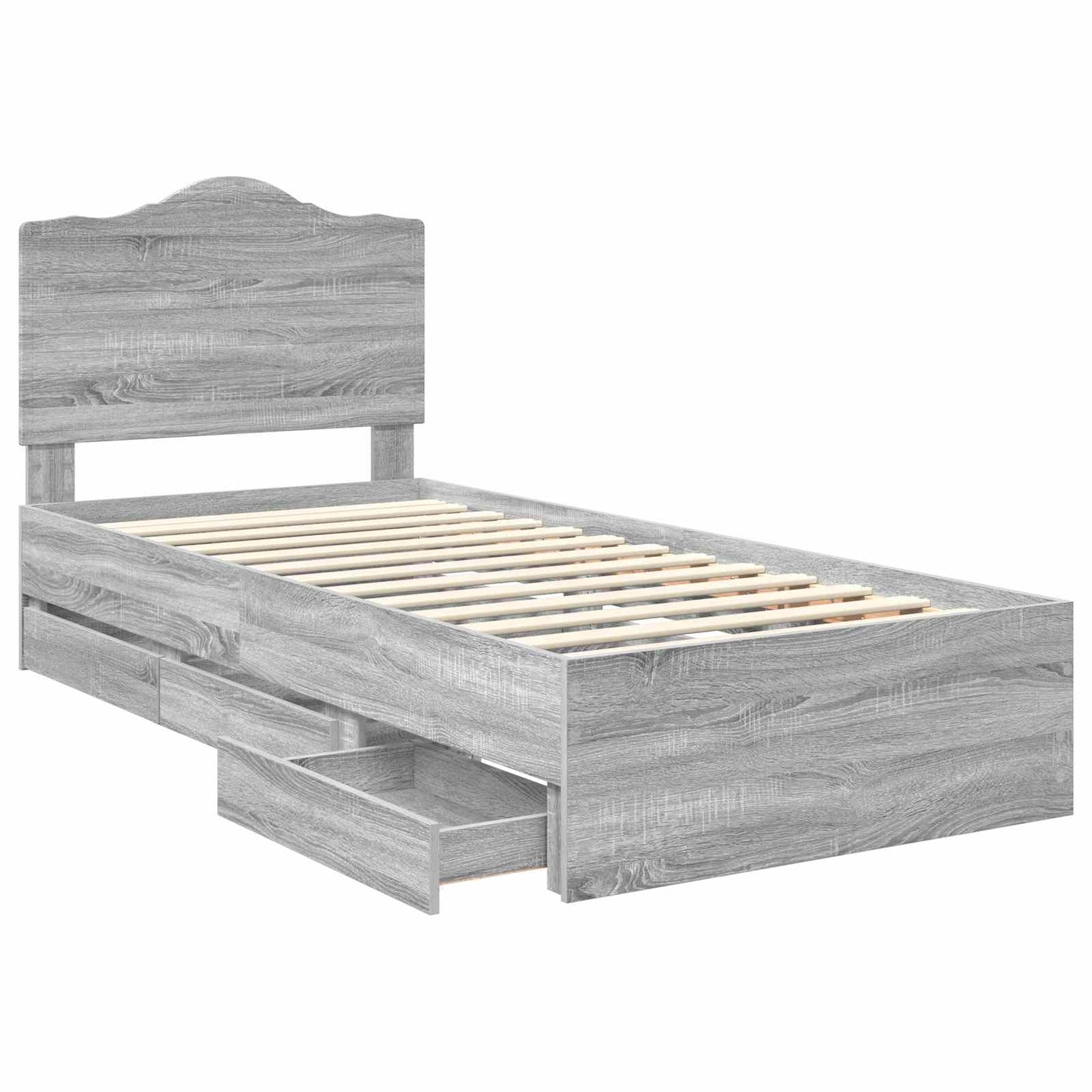 Struttura del letto con cassetto Sonoma grigia 90 x 200 cm