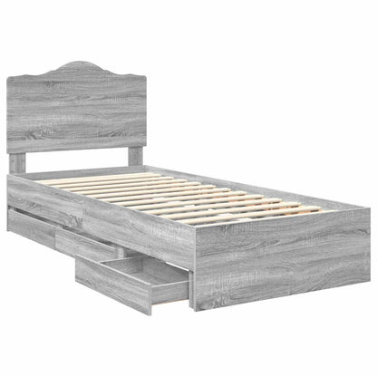 Struttura del letto con cassetto Sonoma grigia 90 x 200 cm