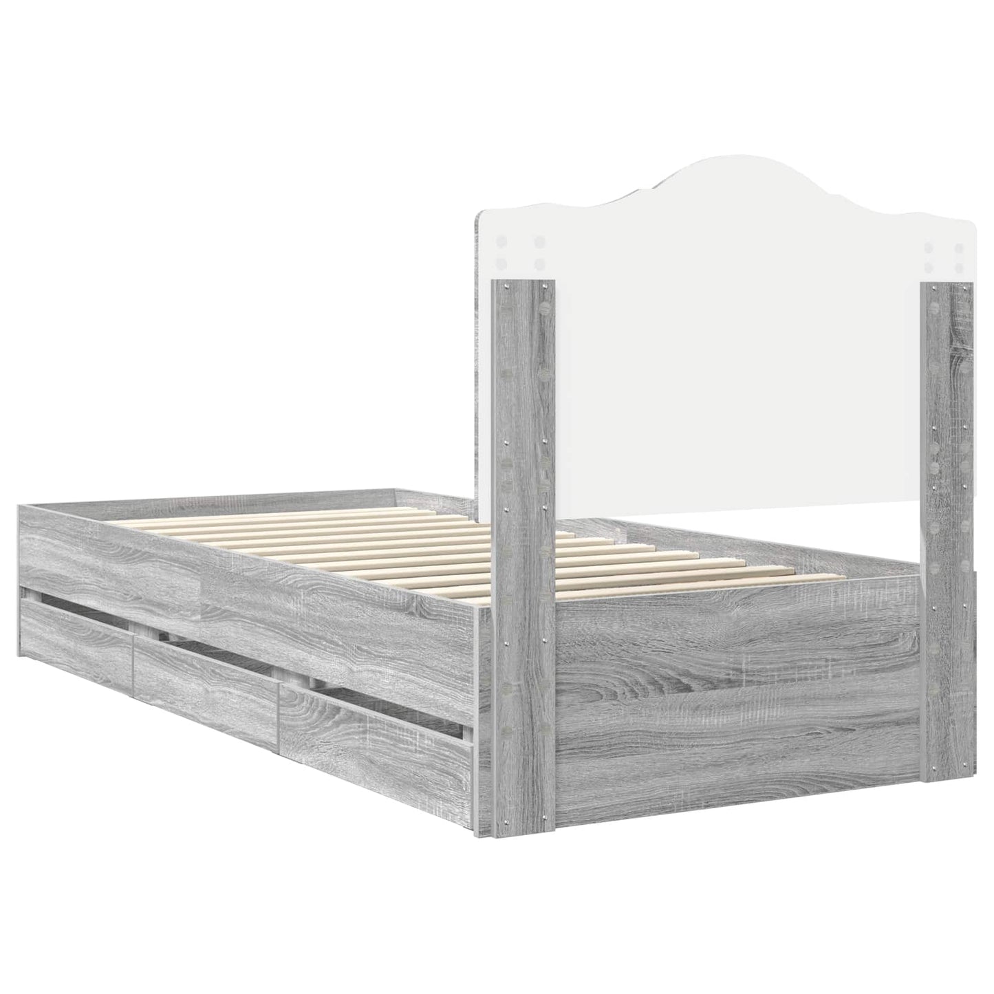 Struttura del letto con cassetto Sonoma grigia 90 x 200 cm | homemem39
