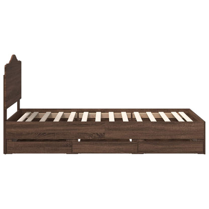 Struttura del letto con cassetto Rovere Marrone 90 x 190 cm