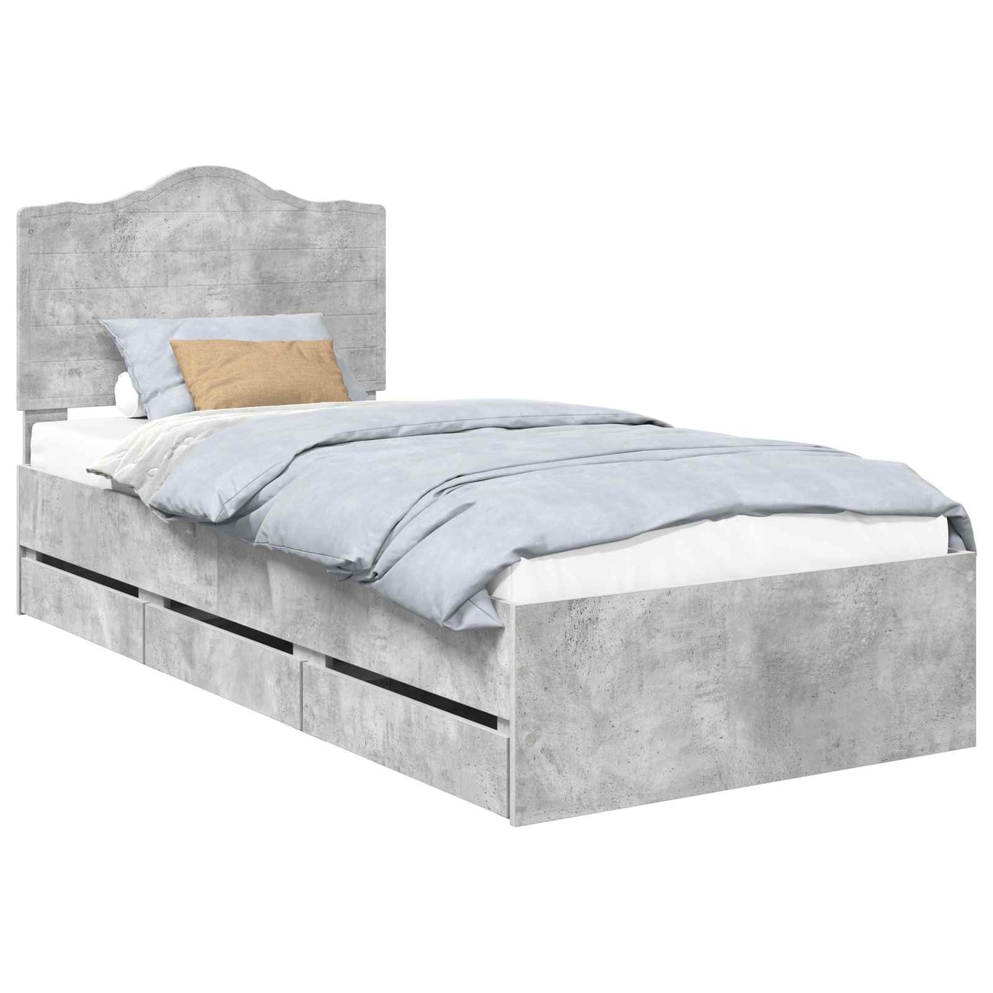 Struttura del letto con cassetto Grigio cemento 90 x 200 cm