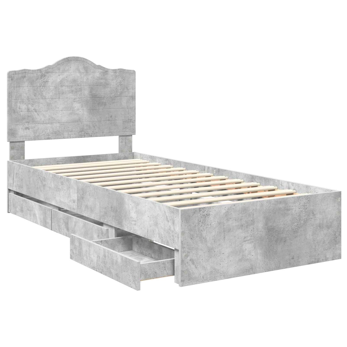 Struttura del letto con cassetto Grigio cemento 75 x 190 cm